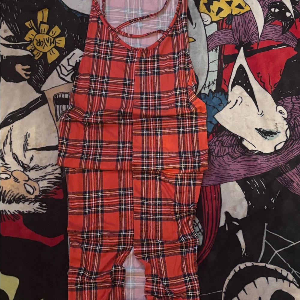 Plaid Orange Jumpsuit